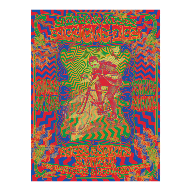 2023 Skull & Roses - Bicycle Day poster by Darrin Brenner