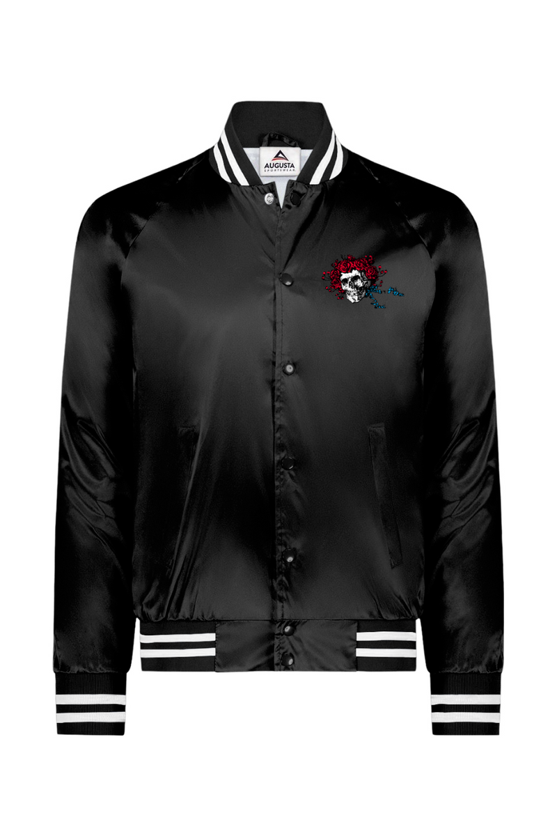 Skull & Roses Satin Baseball Jacket