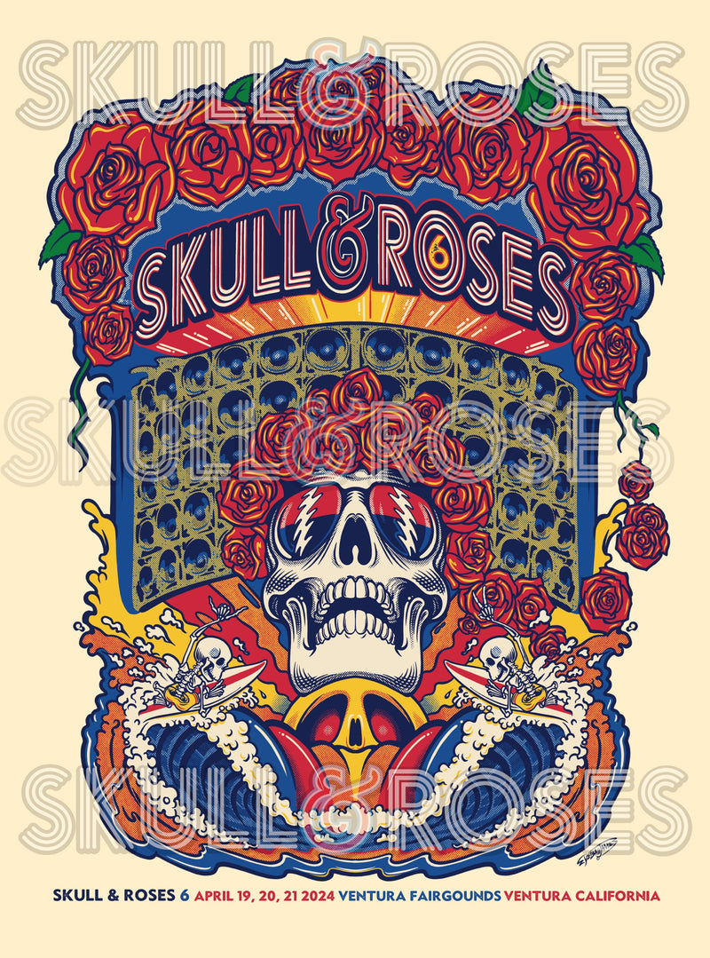 2024 Skull & Roses Festival VI - Screen Printed Poster
