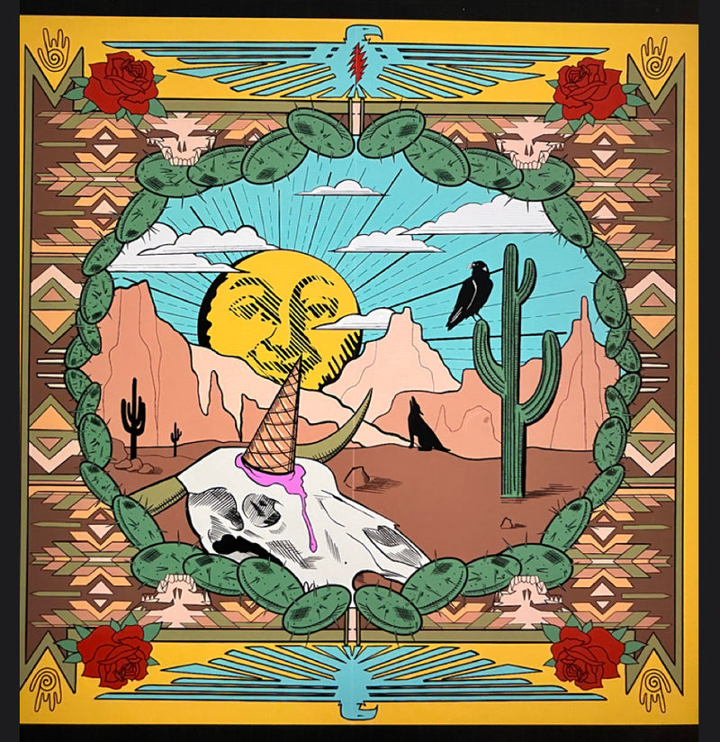 CLOSEOUT!! - Dead in the Desert '24 - 30x30 100% Cotton Bandana w/ art by Jack Shure, Krystalyn Jade & Elisa Rose Mountain